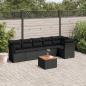 Preview: ARDEBO.de - 7-tlg. Garten-Sofagarnitur mit Kissen Schwarz Poly Rattan