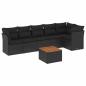 Preview: 7-tlg. Garten-Sofagarnitur mit Kissen Schwarz Poly Rattan