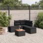 Preview: ARDEBO.de - 6-tlg. Garten-Sofagarnitur mit Kissen Schwarz Poly Rattan