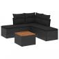 Preview: 6-tlg. Garten-Sofagarnitur mit Kissen Schwarz Poly Rattan