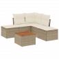 Preview: 6-tlg. Garten-Sofagarnitur mit Kissen Beige Poly Rattan