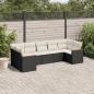 Preview: ARDEBO.de - 7-tlg. Garten-Sofagarnitur mit Kissen Schwarz Poly Rattan