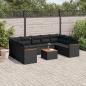 Preview: ARDEBO.de - 10-tlg. Garten-Sofagarnitur mit Kissen Schwarz Poly Rattan