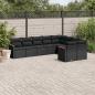 Preview: ARDEBO.de - 9-tlg. Garten-Sofagarnitur mit Kissen Schwarz Poly Rattan