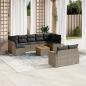 Preview: ARDEBO.de - 10-tlg. Garten-Sofagarnitur mit Kissen Grau Poly Rattan