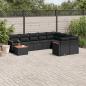 Preview: ARDEBO.de - 10-tlg. Garten-Sofagarnitur mit Kissen Schwarz Poly Rattan