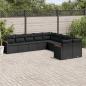 Preview: ARDEBO.de - 10-tlg. Garten-Sofagarnitur mit Kissen Schwarz Poly Rattan