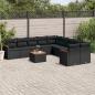 Preview: ARDEBO.de - 11-tlg. Garten-Sofagarnitur mit Kissen Schwarz Poly Rattan