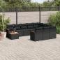 Preview: ARDEBO.de - 11-tlg. Garten-Sofagarnitur mit Kissen Schwarz Poly Rattan