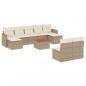 Preview: 10-tlg. Garten-Sofagarnitur mit Kissen Beige Poly Rattan