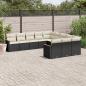 Preview: ARDEBO.de - 11-tlg. Garten-Sofagarnitur mit Kissen Schwarz Poly Rattan