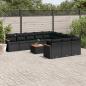 Preview: ARDEBO.de - 12-tlg. Garten-Sofagarnitur mit Kissen Schwarz Poly Rattan