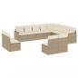 Preview: 12-tlg. Garten-Sofagarnitur mit Kissen Beige Poly Rattan