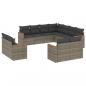 Preview: 11-tlg. Garten-Sofagarnitur mit Kissen Grau Poly Rattan