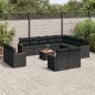 Preview: ARDEBO.de - 13-tlg. Garten-Sofagarnitur mit Kissen Schwarz Poly Rattan