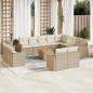 Preview: ARDEBO.de - 13-tlg. Garten-Sofagarnitur mit Kissen Beige Poly Rattan