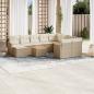 Preview: ARDEBO.de - 11-tlg. Garten-Sofagarnitur mit Kissen Beige Poly Rattan