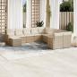 Preview: ARDEBO.de - 11-tlg. Garten-Sofagarnitur mit Kissen Beige Poly Rattan