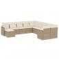 Preview: 11-tlg. Garten-Sofagarnitur mit Kissen Beige Poly Rattan