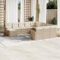 Preview: ARDEBO.de - 12-tlg. Garten-Sofagarnitur mit Kissen Beige Poly Rattan