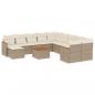 Preview: 12-tlg. Garten-Sofagarnitur mit Kissen Beige Poly Rattan