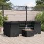 Preview: ARDEBO.de - 7-tlg. Garten-Sofagarnitur mit Kissen Schwarz Poly Rattan