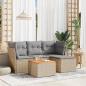 Preview: ARDEBO.de - 5-tlg. Garten-Sofagarnitur mit Kissen Beige Poly Rattan