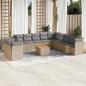 Preview: ARDEBO.de - 12-tlg. Garten-Sofagarnitur mit Kissen Beige Poly Rattan