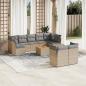 Preview: ARDEBO.de - 10-tlg. Garten-Sofagarnitur mit Kissen Beige Poly Rattan