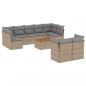 Preview: 10-tlg. Garten-Sofagarnitur mit Kissen Beige Poly Rattan