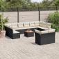 Preview: ARDEBO.de - 13-tlg. Garten-Sofagarnitur mit Kissen Schwarz Poly Rattan