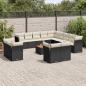 Preview: ARDEBO.de - 14-tlg. Garten-Sofagarnitur mit Kissen Schwarz Poly Rattan