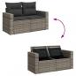 Preview: 6-tlg. Garten-Sofagarnitur mit Kissen Grau Poly Rattan