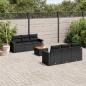 Preview: ARDEBO.de - 7-tlg. Garten-Sofagarnitur mit Kissen Schwarz Poly Rattan