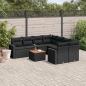 Preview: ARDEBO.de - 9-tlg. Garten-Sofagarnitur mit Kissen Schwarz Poly Rattan