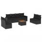 Preview: 9-tlg. Garten-Sofagarnitur mit Kissen Schwarz Poly Rattan