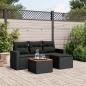 Preview: ARDEBO.de - 5-tlg. Garten-Sofagarnitur mit Kissen Schwarz Poly Rattan