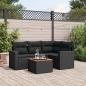 Preview: ARDEBO.de - 5-tlg. Garten-Sofagarnitur mit Kissen Schwarz Poly Rattan