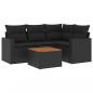 Preview: 5-tlg. Garten-Sofagarnitur mit Kissen Schwarz Poly Rattan