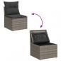 Preview: 6-tlg. Garten-Sofagarnitur mit Kissen Grau Poly Rattan