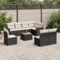 Preview: ARDEBO.de - 9-tlg. Garten-Sofagarnitur mit Kissen Schwarz Poly Rattan