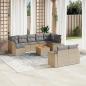 Preview: ARDEBO.de - 10-tlg. Garten-Sofagarnitur mit Kissen Beige Poly Rattan