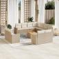 Preview: ARDEBO.de - 12-tlg. Garten-Sofagarnitur mit Kissen Beige Poly Rattan