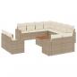 Preview: 12-tlg. Garten-Sofagarnitur mit Kissen Beige Poly Rattan