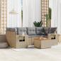 Preview: ARDEBO.de - 7-tlg. Garten-Sofagarnitur mit Kissen Beige Poly Rattan