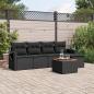 Preview: ARDEBO.de - 6-tlg. Garten-Sofagarnitur mit Kissen Schwarz Poly Rattan