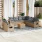 Preview: ARDEBO.de - 10-tlg. Garten-Sofagarnitur mit Kissen Beige Poly Rattan