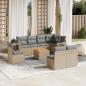 Preview: ARDEBO.de - 9-tlg. Garten-Sofagarnitur mit Kissen Beige Poly Rattan