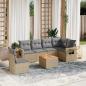 Preview: ARDEBO.de - 7-tlg. Garten-Sofagarnitur mit Kissen Beige Poly Rattan