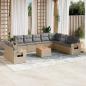 Preview: ARDEBO.de - 11-tlg. Garten-Sofagarnitur mit Kissen Beige Poly Rattan